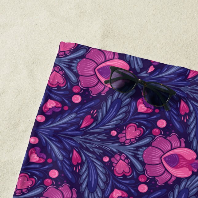 Serviette De Plage Motif décoratif avec coeur (En situation)