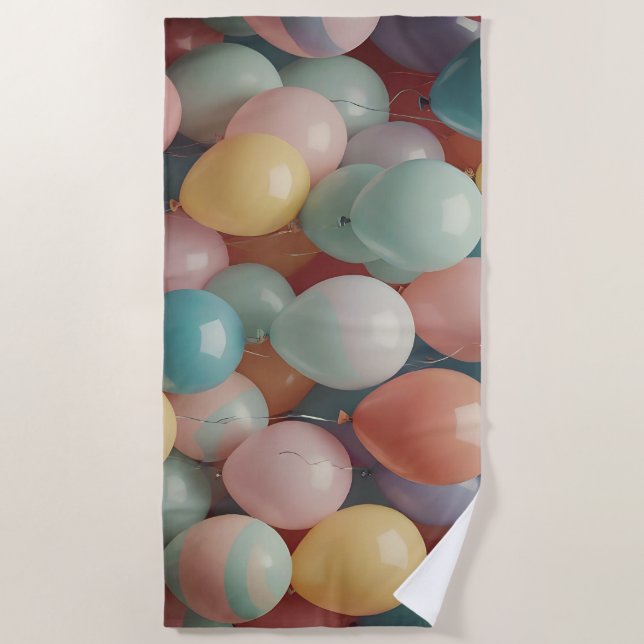 Serviette De Plage Motif des ballons de fête colorés (Devant)