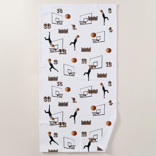 Serviette De Plage Motif des joueurs de basket-ball, (Devant)
