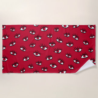 Serviette De Plage Motif des yeux rouges - Horreur esthétique gothiqu