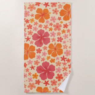 Serviette De Plage Motif d'hibiscus hawaïen des années 60