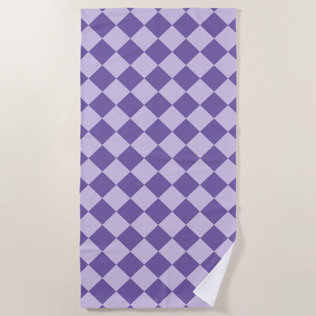Serviette De Plage Motif diamant à carreaux violets (Devant)