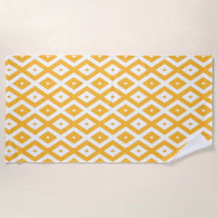 Serviette De Plage Motif diamant jaune et blanc soleil