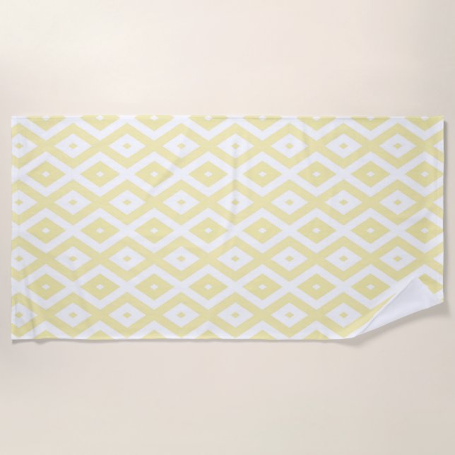 Serviette De Plage Motif diamant jaune pâle et blanc (Devant)