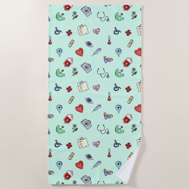 Serviette De Plage Motif d'icône Médicale (Devant)