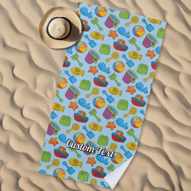 Serviette De Plage Motif d'icônes de jouets de plage (Créateur téléchargé)