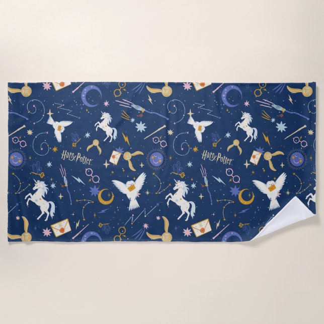 Serviette De Plage Motif d'icônes de la fête d'été de HARRY POTTER™ (Devant)