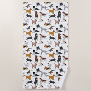 Serviette De Plage Motif d'illustrations de chiens mignons