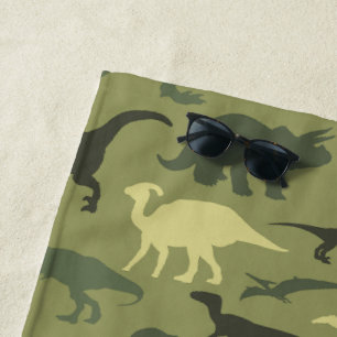 Serviette De Plage Motif Dinosaure, Silhouette Dinosaure, Dino Vert
