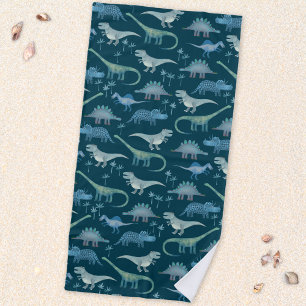 Serviette De Plage Motif Dinosaure vert foncé