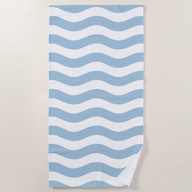 Serviette De Plage Motif d'onde côtière bleu et blanc (Devant)