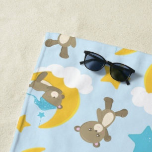 Serviette De Plage Motif D'Ours, Mignonnes Ours, Nounours, Étoiles
