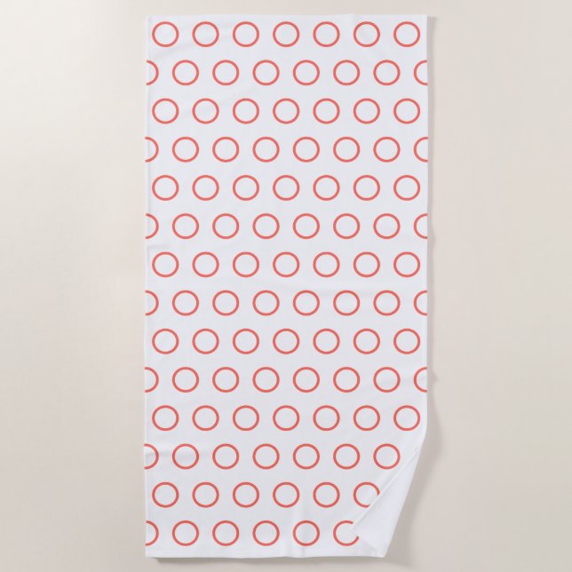 Serviette De Plage Motif du cercle blanc de corail moderne (Devant)