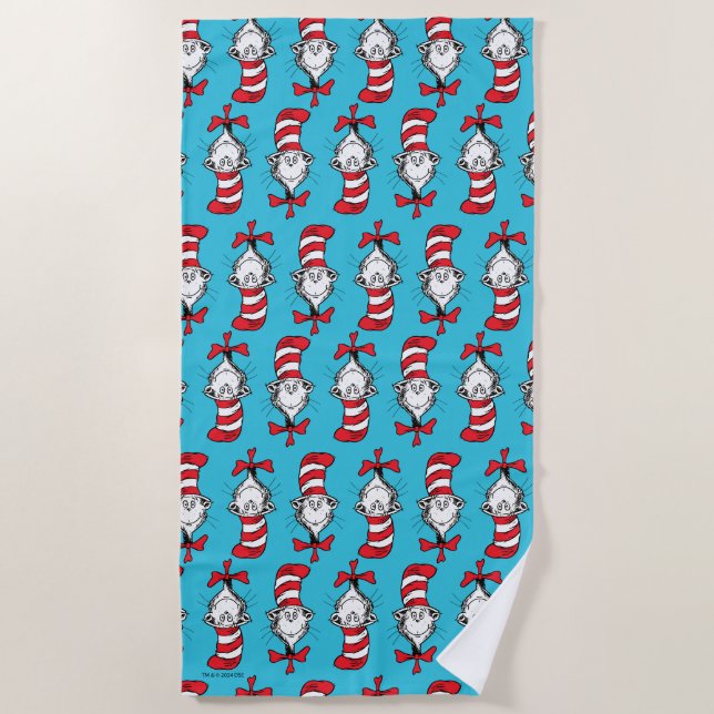 Serviette De Plage Motif du Chat dans le Chapeau (Devant)