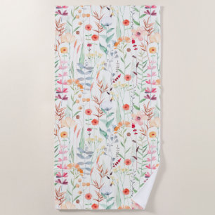 Serviette De Plage Motif du jardin de fleurs Pastel