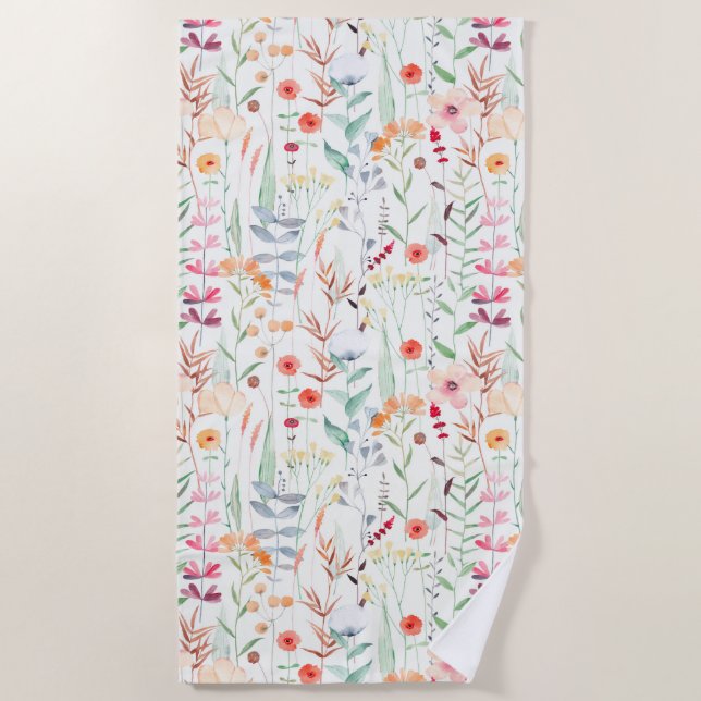 Serviette De Plage Motif du jardin de fleurs Pastel (Devant)