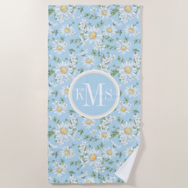Serviette De Plage Motif du jardin fleuri Pastel Daisy (Devant)