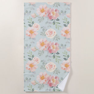 Serviette De Plage Motif du jardin rose Rose Rose Pastel