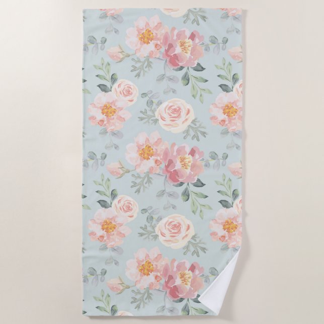 Serviette De Plage Motif du jardin rose Rose Rose Pastel (Devant)