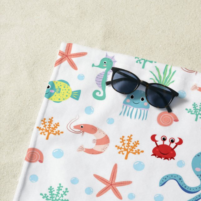 Serviette De Plage Motif du monde marin (En situation)