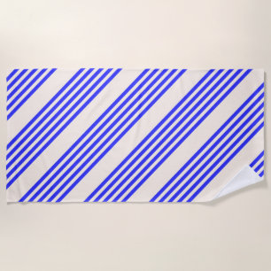 Serviette De Plage Motif électrique bleu et beige cinq bandes