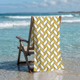 Serviette De Plage Motif élégant en Chevron et Chevron doré