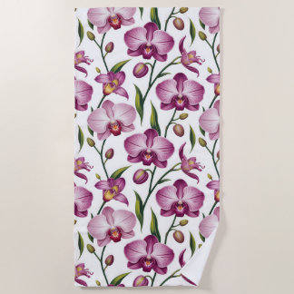 Serviette De Plage Motif élégant et sans couture d'orchidée violette 