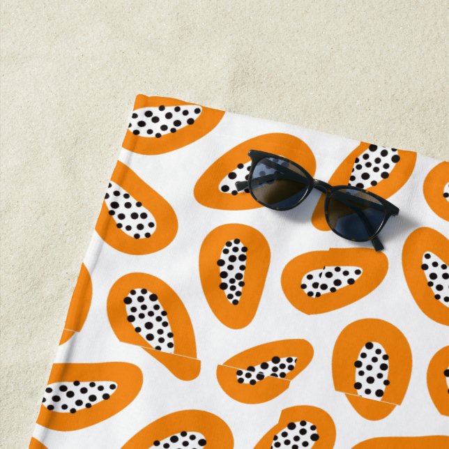 Serviette De Plage  Motif élégant papaye Monogramme  (En situation)