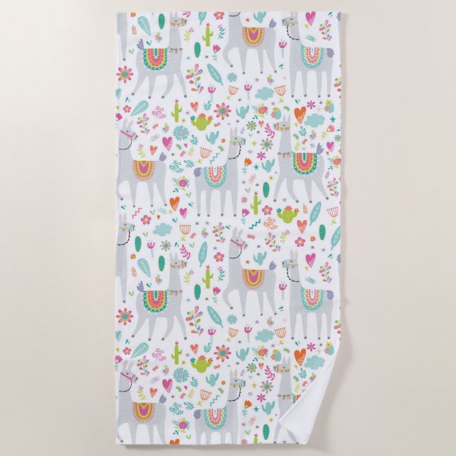 Serviette De Plage Motif en pastel mignon de lama (Devant)