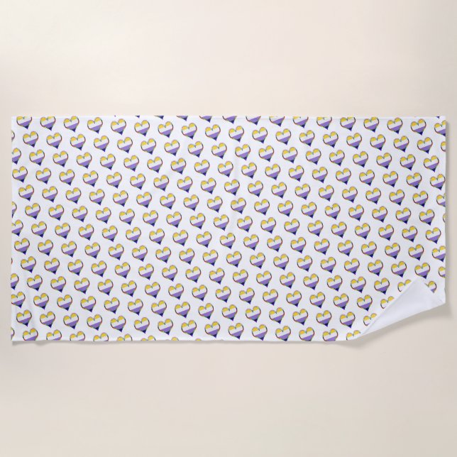 Serviette de plage Motif Enby Pride Heart (Devant)