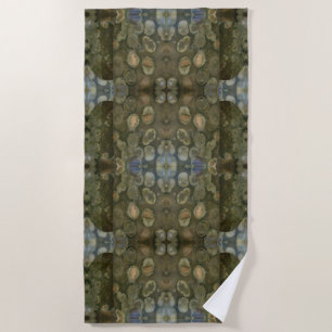 Serviette De Plage Motif encadré de sédiment marin de mer océanique e