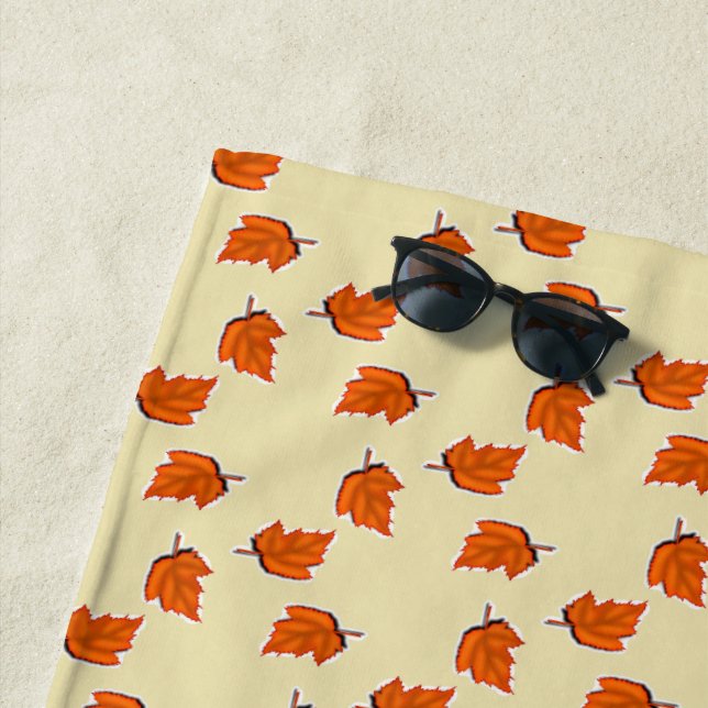 Serviette De Plage motif feuille Brown sec (En situation)