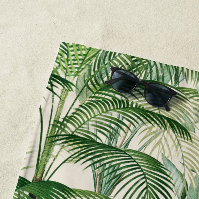 Serviette De Plage Motif Feuille de palme de feuillage tropical (En situation)