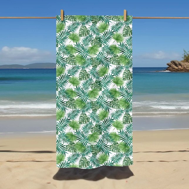 Serviette De Plage Motif Feuille de palme exotique tropical (Tropical Exotic Palm Leaves Pattern Beach Towel
)