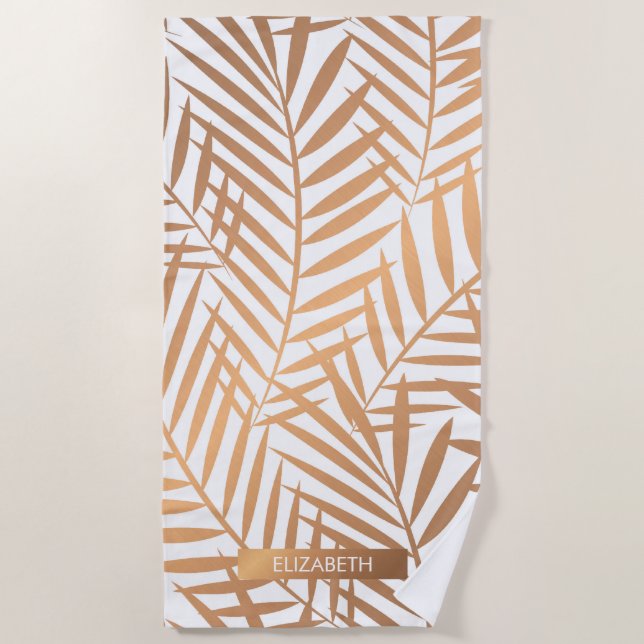 Serviette De Plage Motif feuille de palmier d'or (Devant)