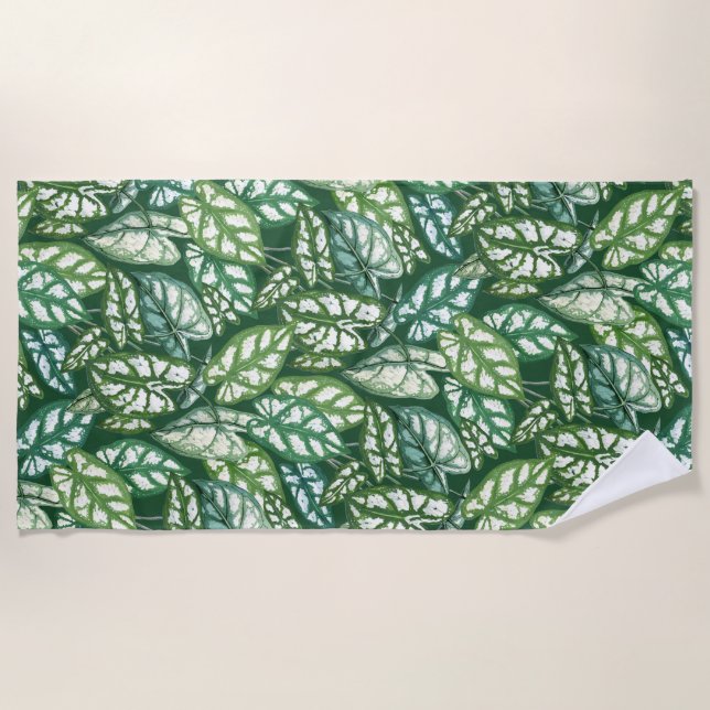 Serviette De Plage Motif Feuille vert tropical (Devant)