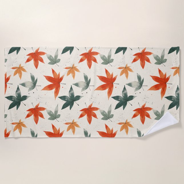 Serviette De Plage Motif Feuilles d'automne (Devant)