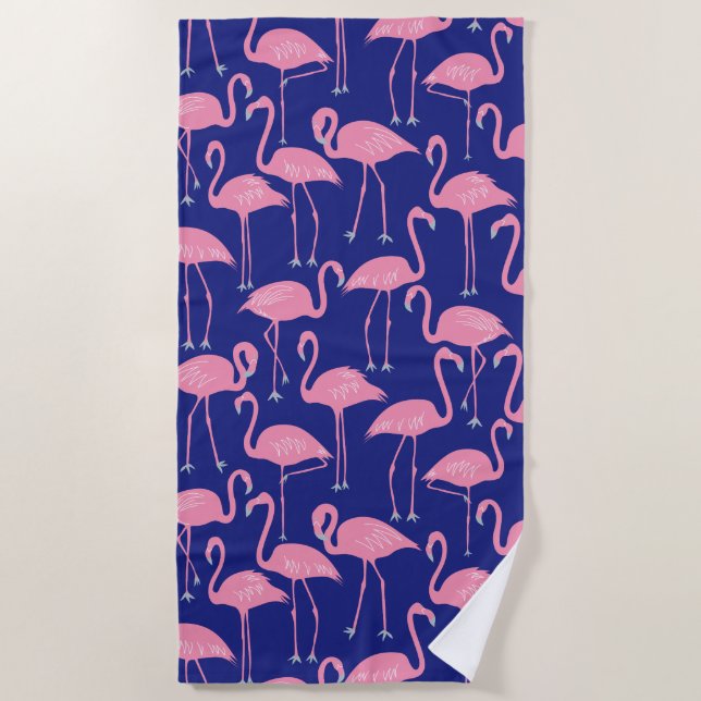 Serviette De Plage Motif flamant rose dessiné à la main rétro | Cool  (Devant)