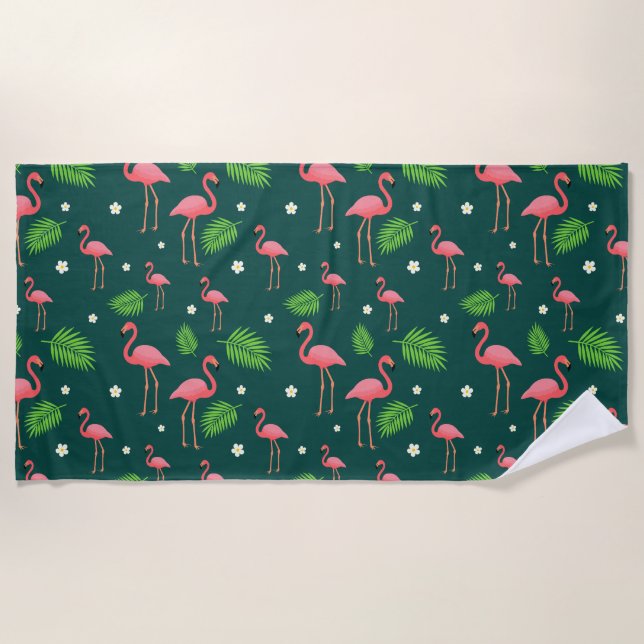 Serviette De Plage Motif Flamant Tropical (Devant)