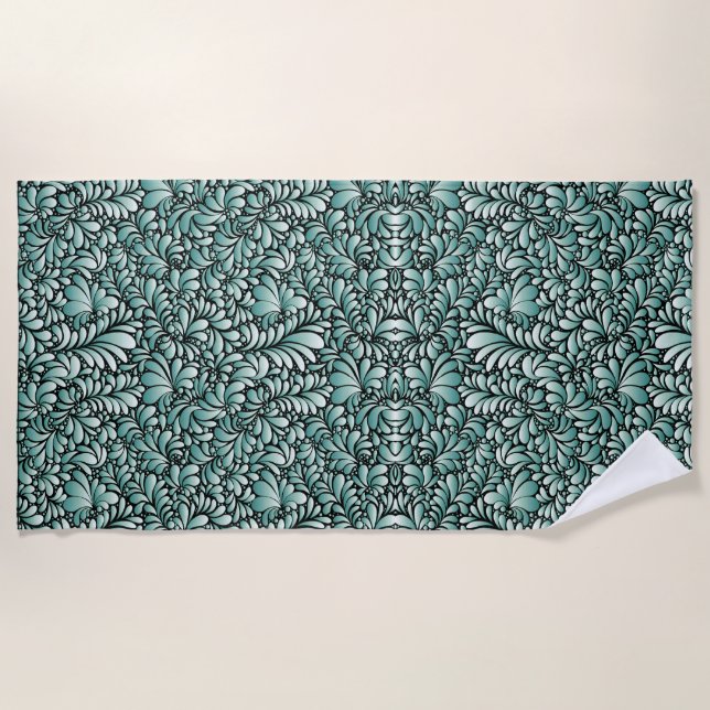 Serviette De Plage Motif Fleur désirable en Minty Green (Devant)