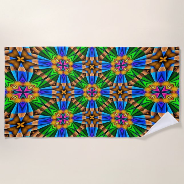 Serviette De Plage Motif Fleurs Abstraites uniques (Devant)