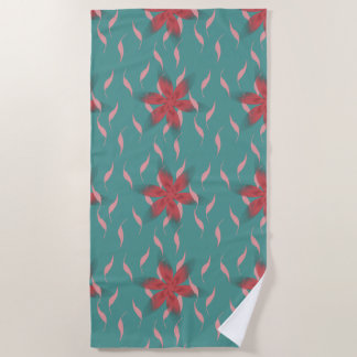 Serviette De Plage Motif floral corail tropical sur sarcelle – beauté