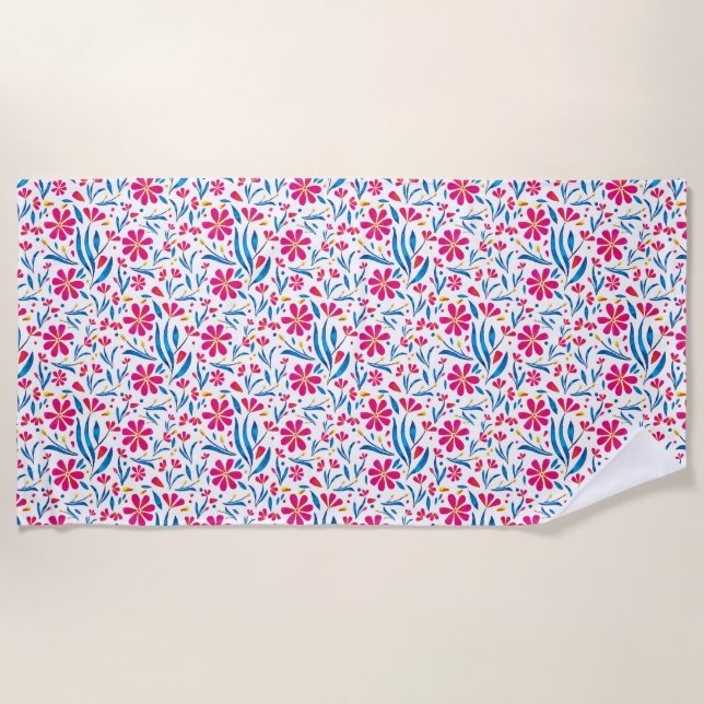 Serviette De Plage Motif floral d'aquarelle (Devant)