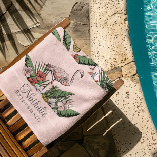 Serviette De Plage Motif floral de flamant rose tropical