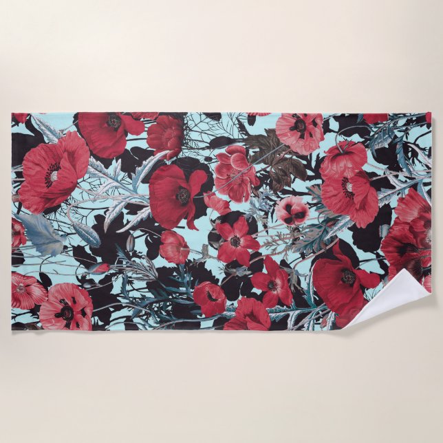 Serviette De Plage Motif floral du pavot (Devant)