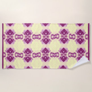 Serviette De Plage Motif floral jaune et rose répété