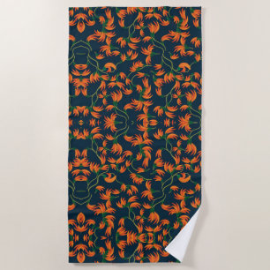 Serviette De Plage Motif floral orange fluide