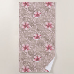 Serviette De Plage Motif floral rose