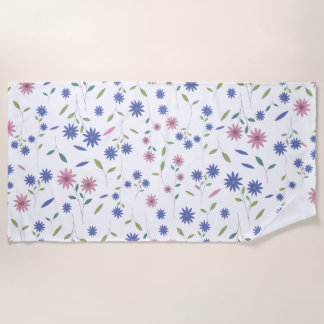 Serviette De Plage Motif floral sans couture rose et bleu