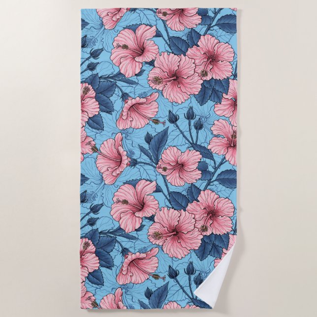 Serviette De Plage Motif floral tropical d'Hibiscus (Devant)
